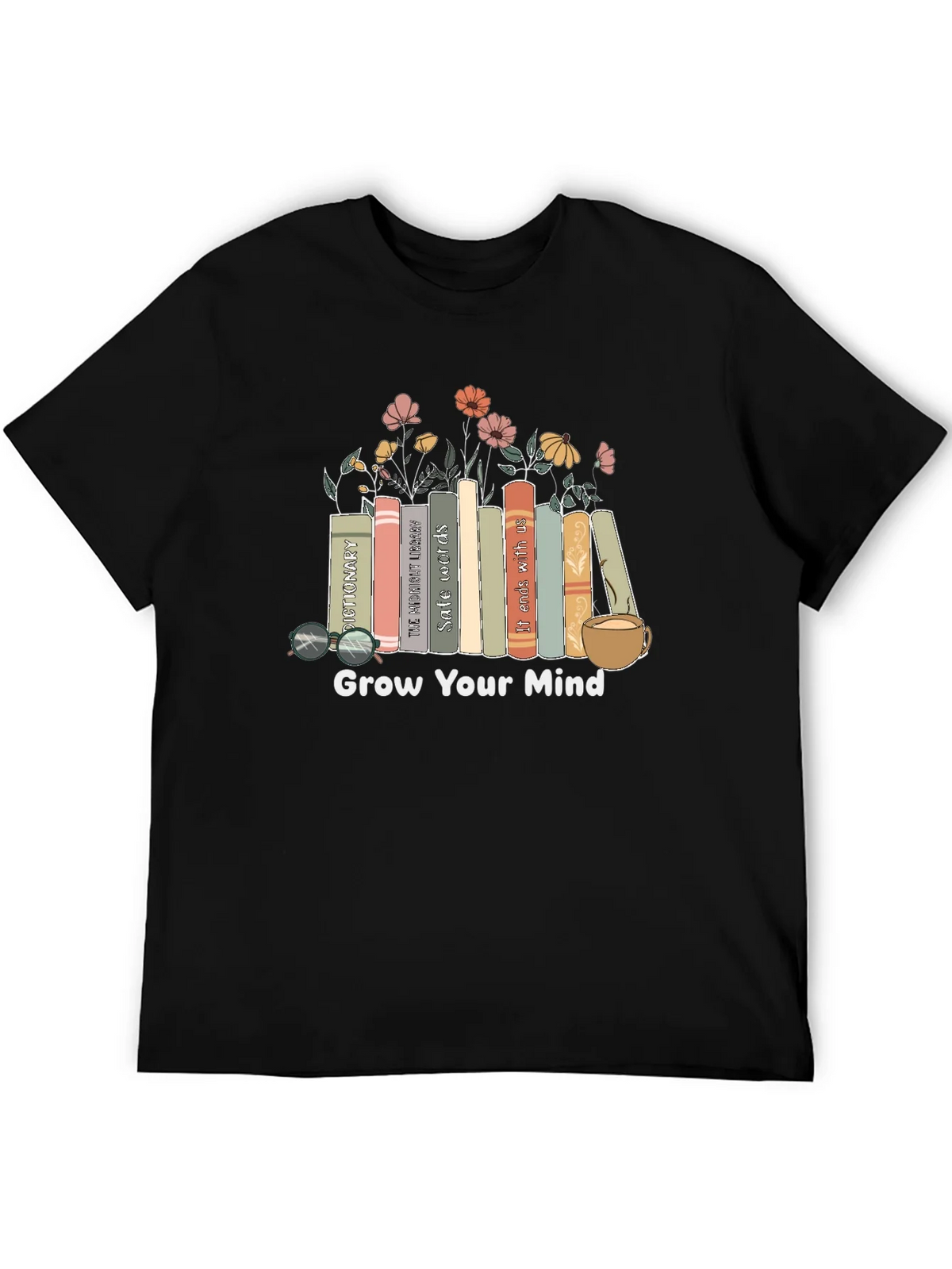 Grow Your Mind Books & Flowers Graphic Tee product image 4