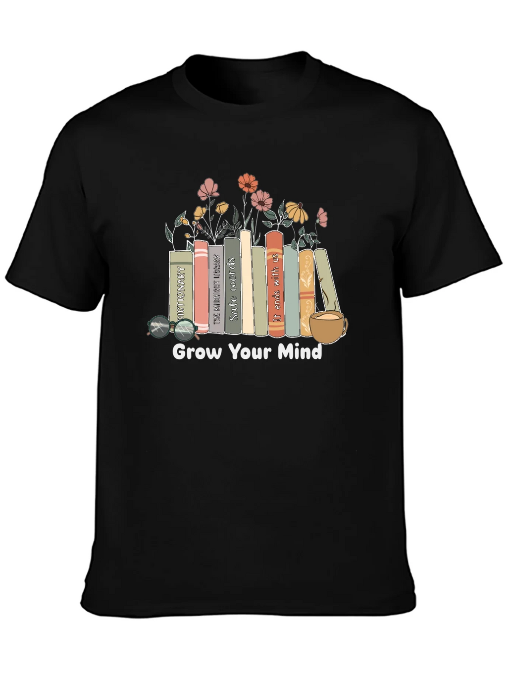 Grow Your Mind Books & Flowers Graphic Tee product image 2