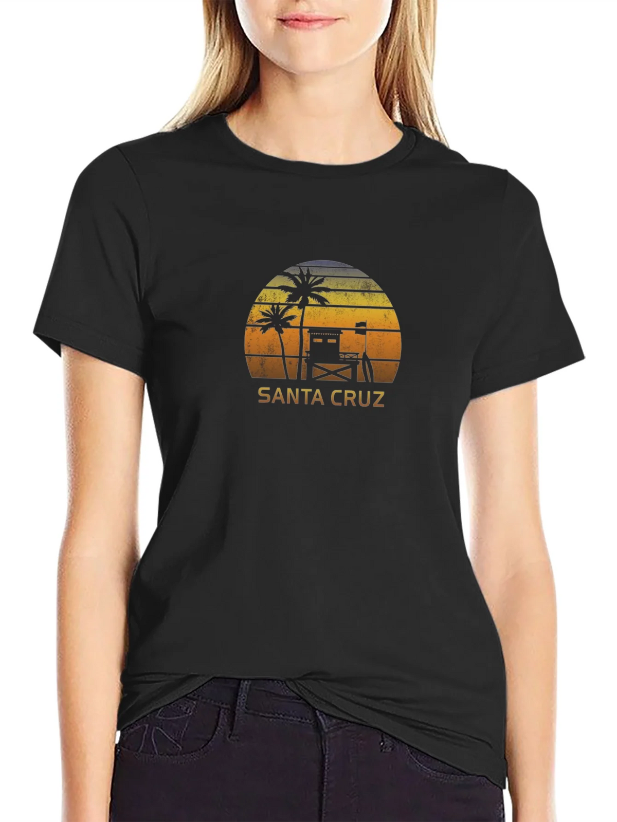 Santa Cruz Beach Sunset Graphic Tee - Black product image 1