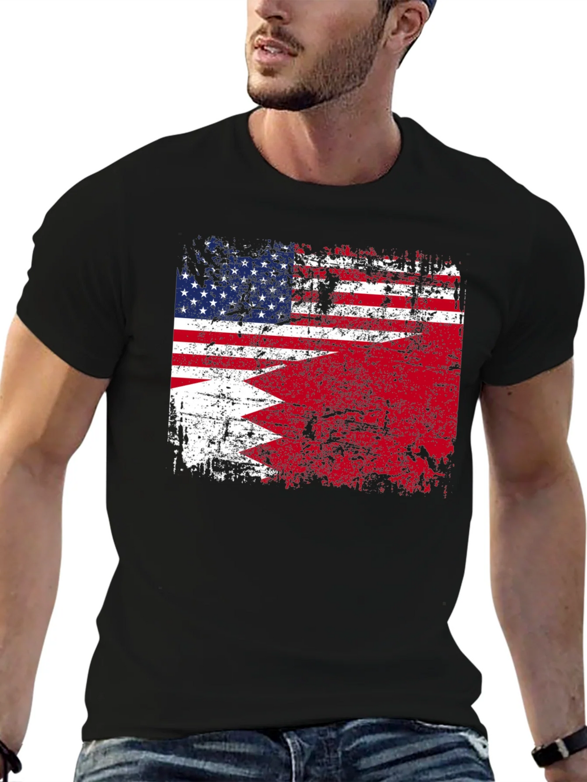USA Bahrain Flag Graphic T-Shirt product image 4