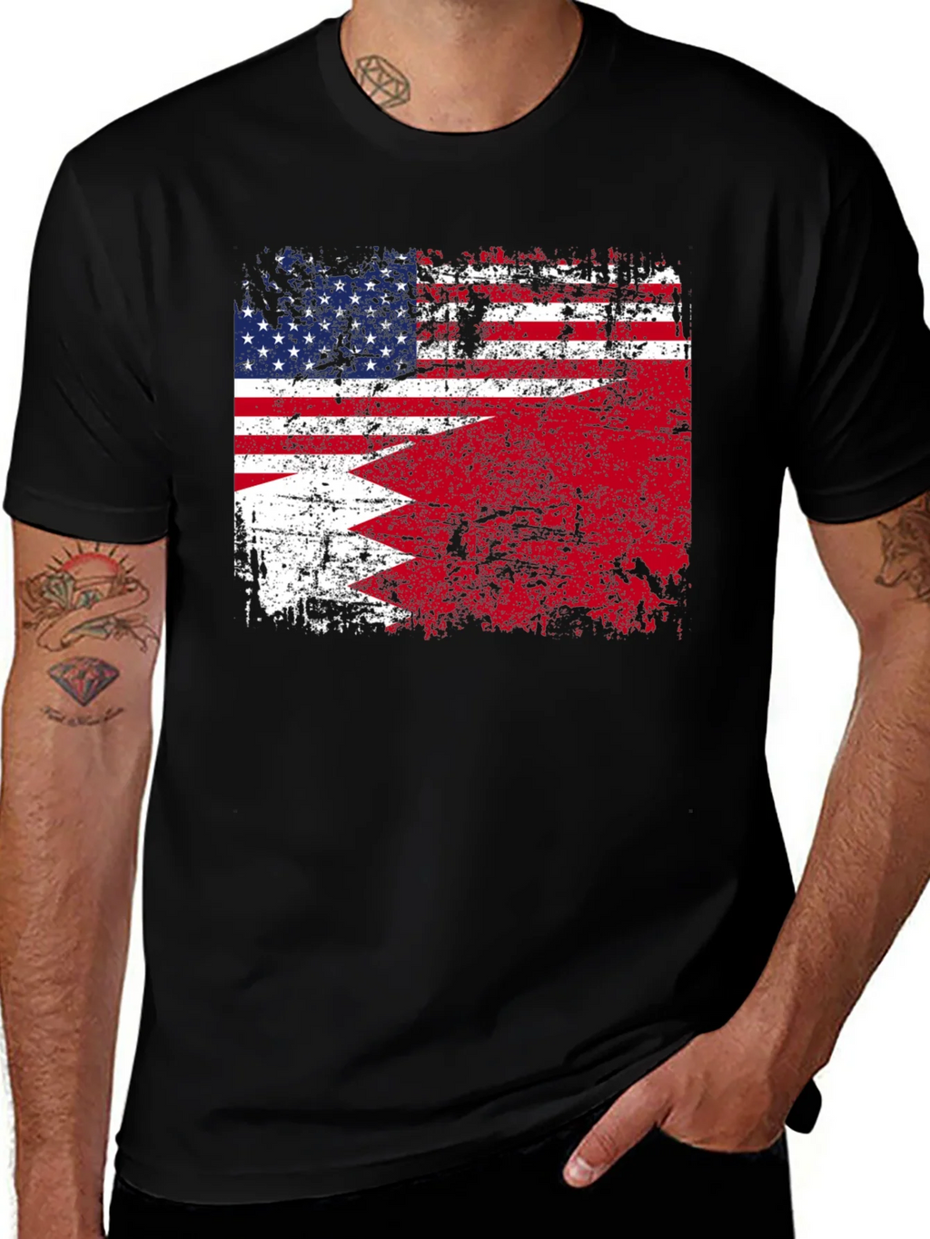 USA Bahrain Flag Graphic T-Shirt product image 1