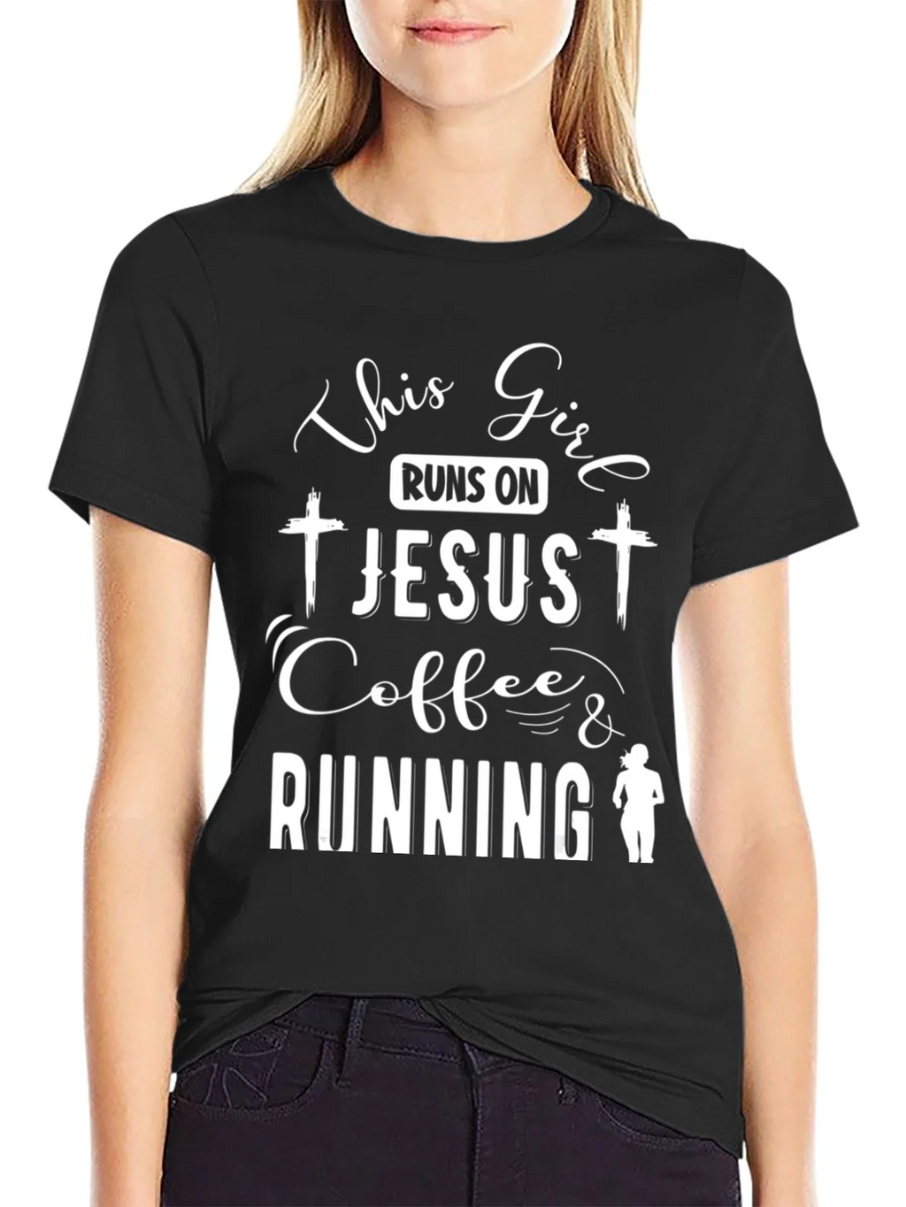 This Girl Runs on Jesus Coffee & Running Black T-Shirt product image 2