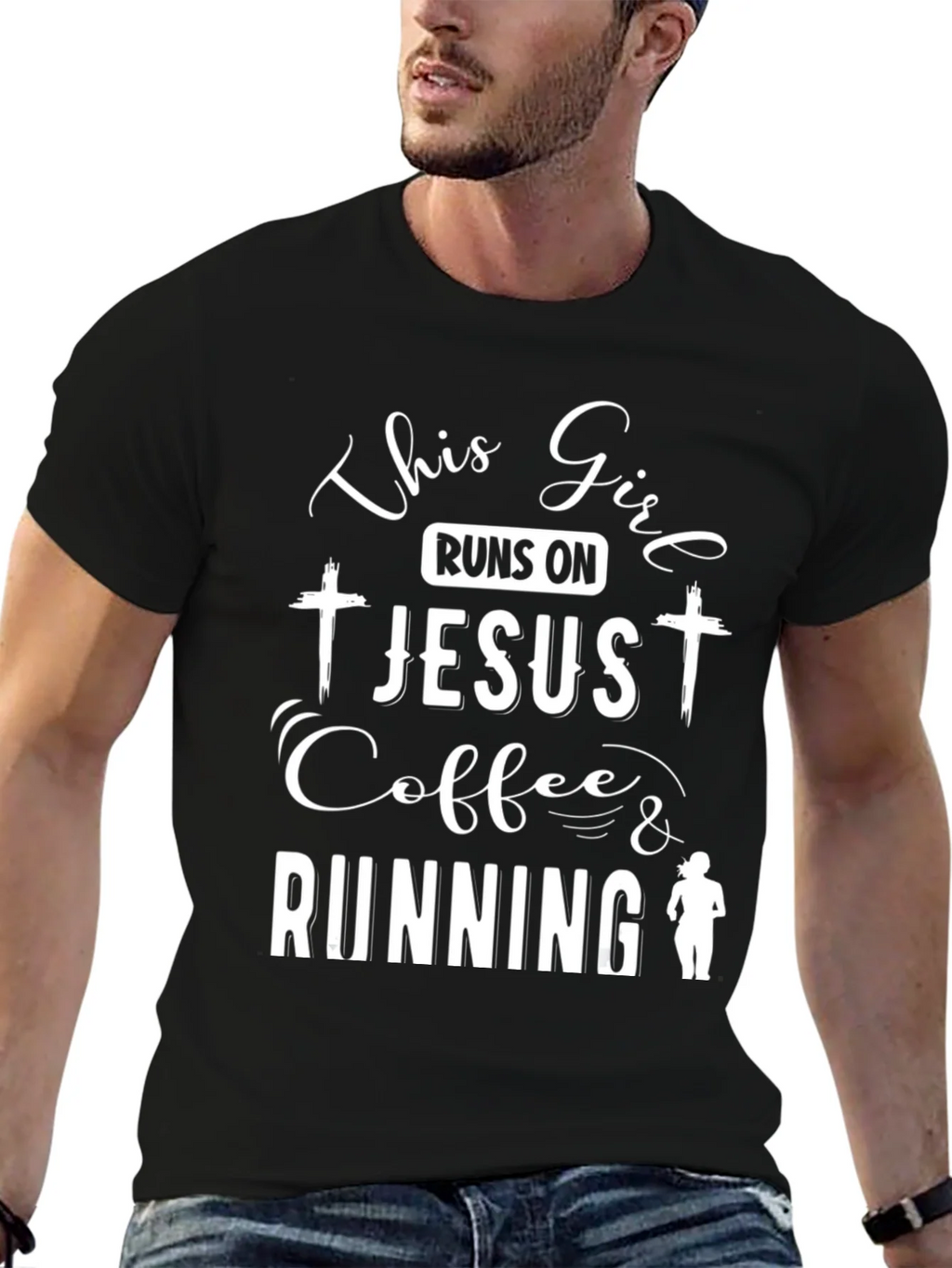 This Girl Runs on Jesus Coffee & Running Black T-Shirt product image 6