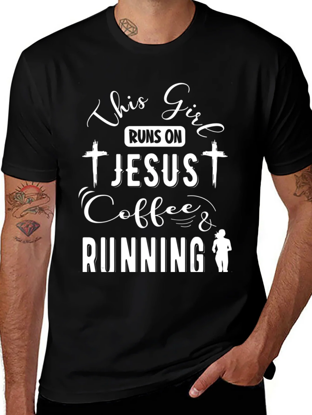This Girl Runs on Jesus Coffee & Running Black T-Shirt product image 1