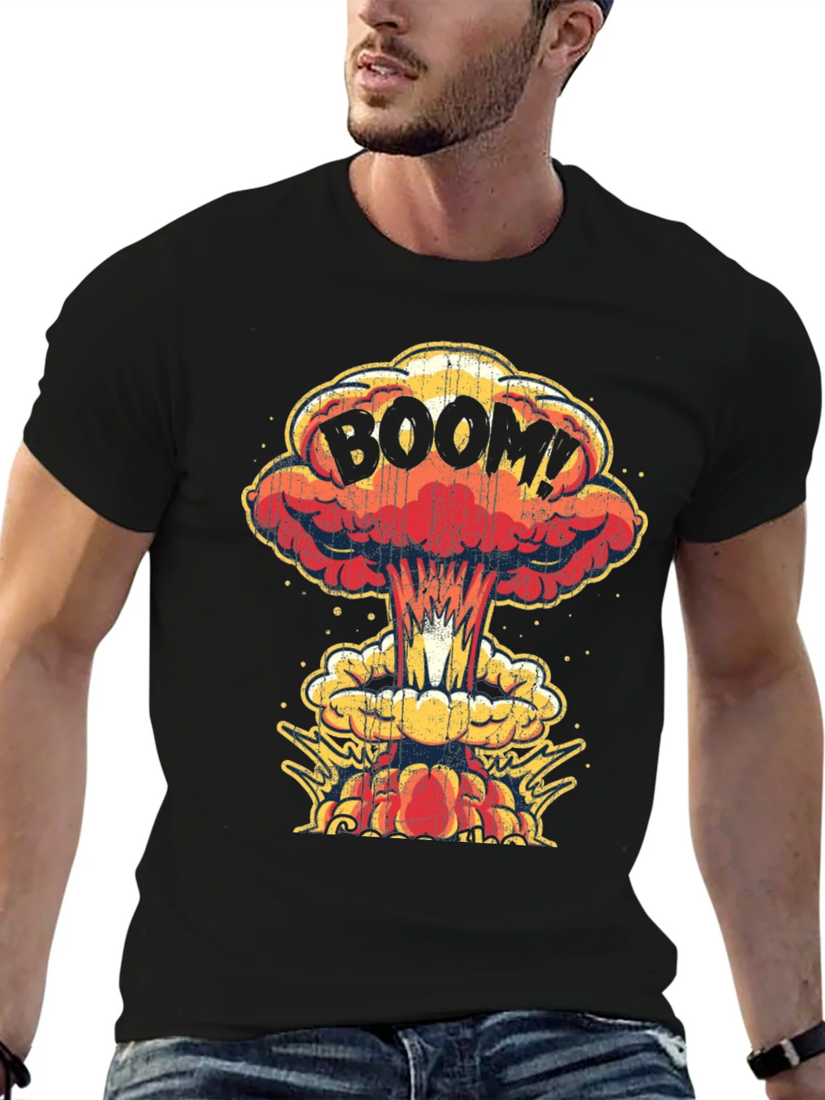 Boom! Graphic Print T-Shirt - Black Cotton Tee product image 6