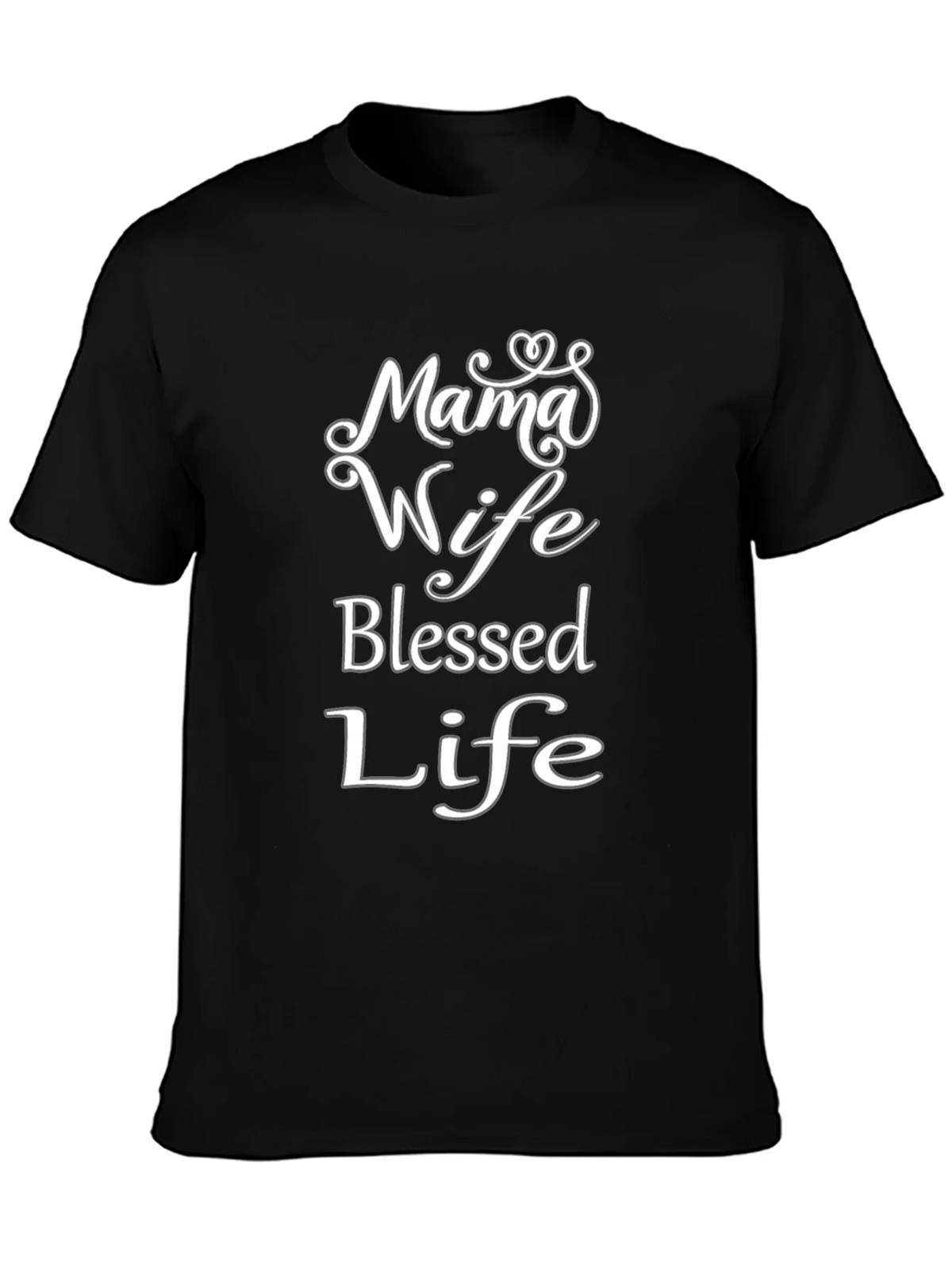 Mama Wife Blessed Life Black T-Shirt product image 3