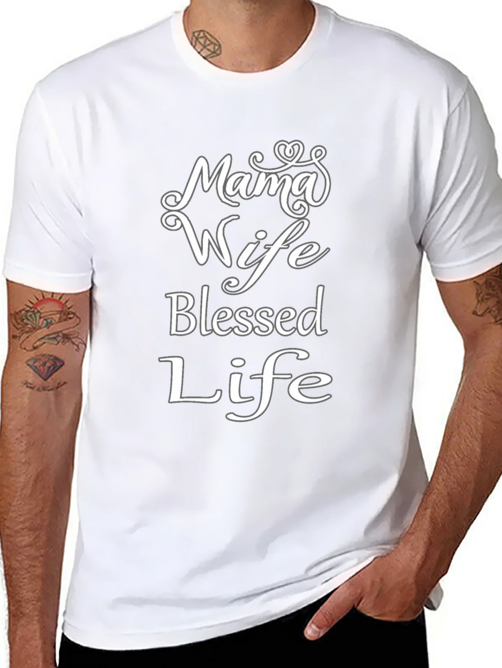 Mama Wife Blessed Life Black T-Shirt product image 7
