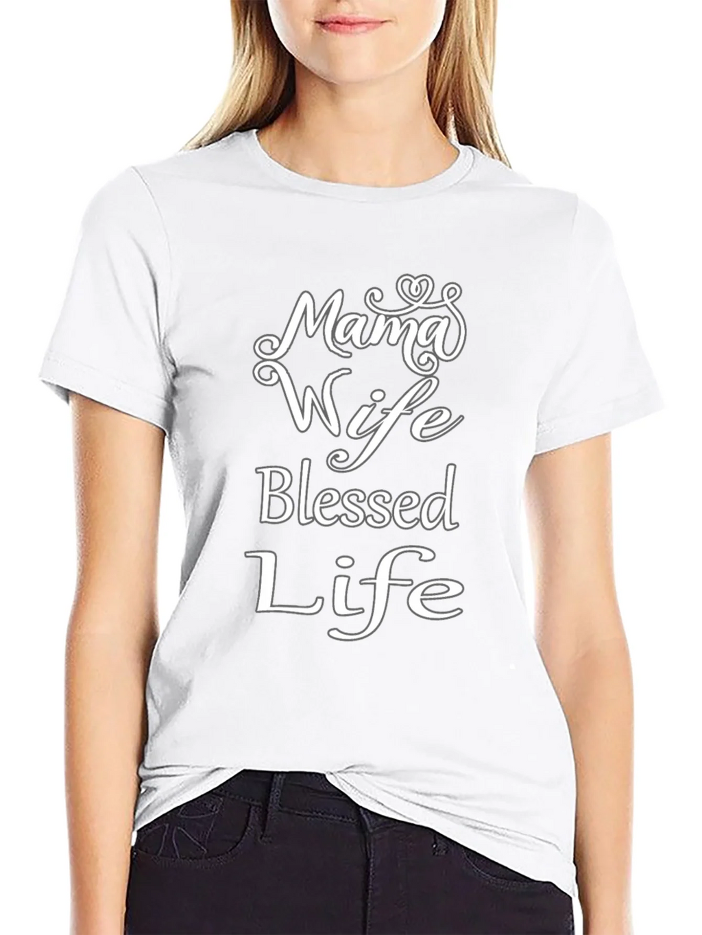 Mama Wife Blessed Life Black T-Shirt product image 8