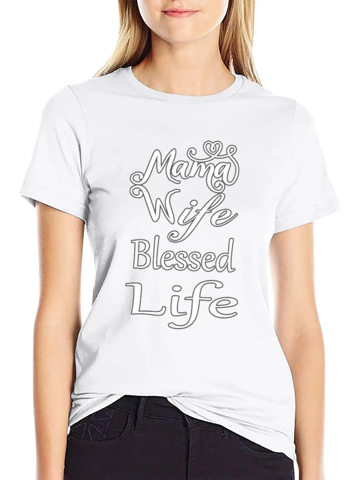 Mama Wife Blessed Life Black T-Shirt product image 8