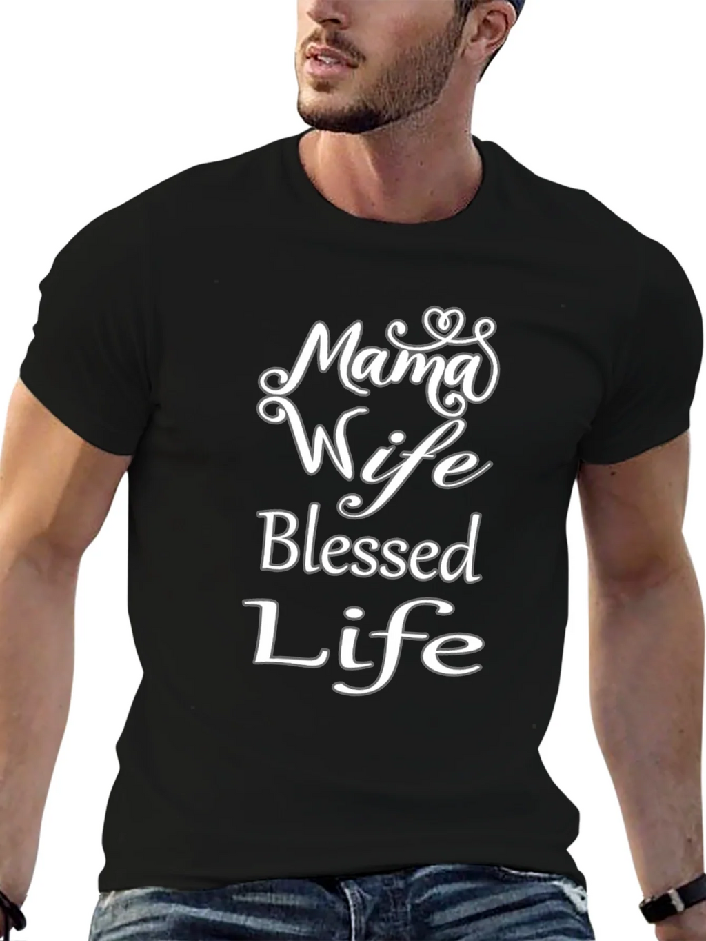 Mama Wife Blessed Life Black T-Shirt product image 6