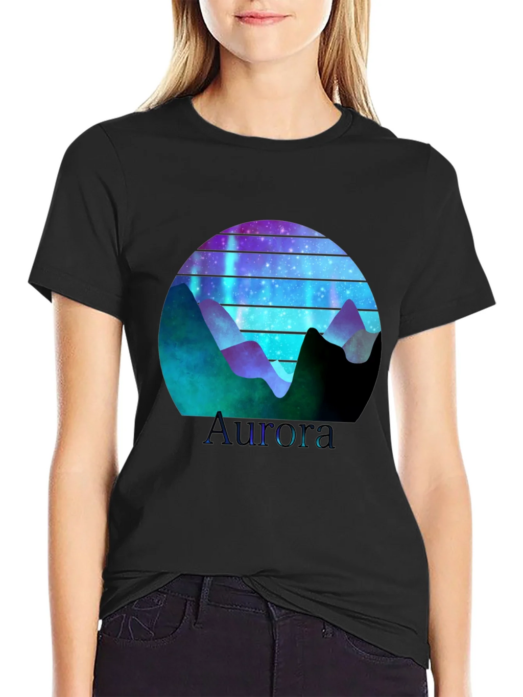 Aurora Graphic T-Shirt - Mountain Nightscape Design product image 2