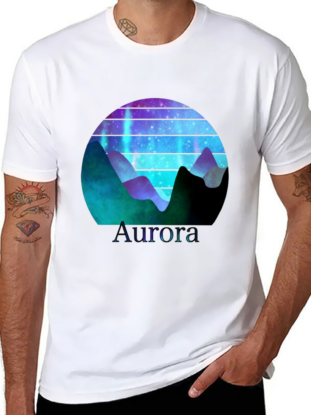 Aurora Graphic T-Shirt - Mountain Nightscape Design product image 7