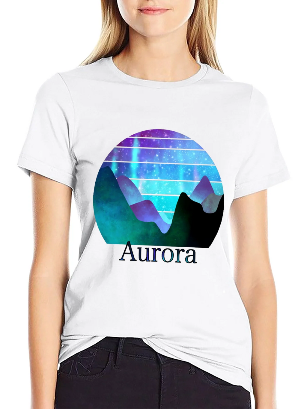 Aurora Graphic T-Shirt - Mountain Nightscape Design product image 8