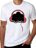 Cloud Headphones Graphic Tee - Mens Black Cotton T-Shirt product image 1