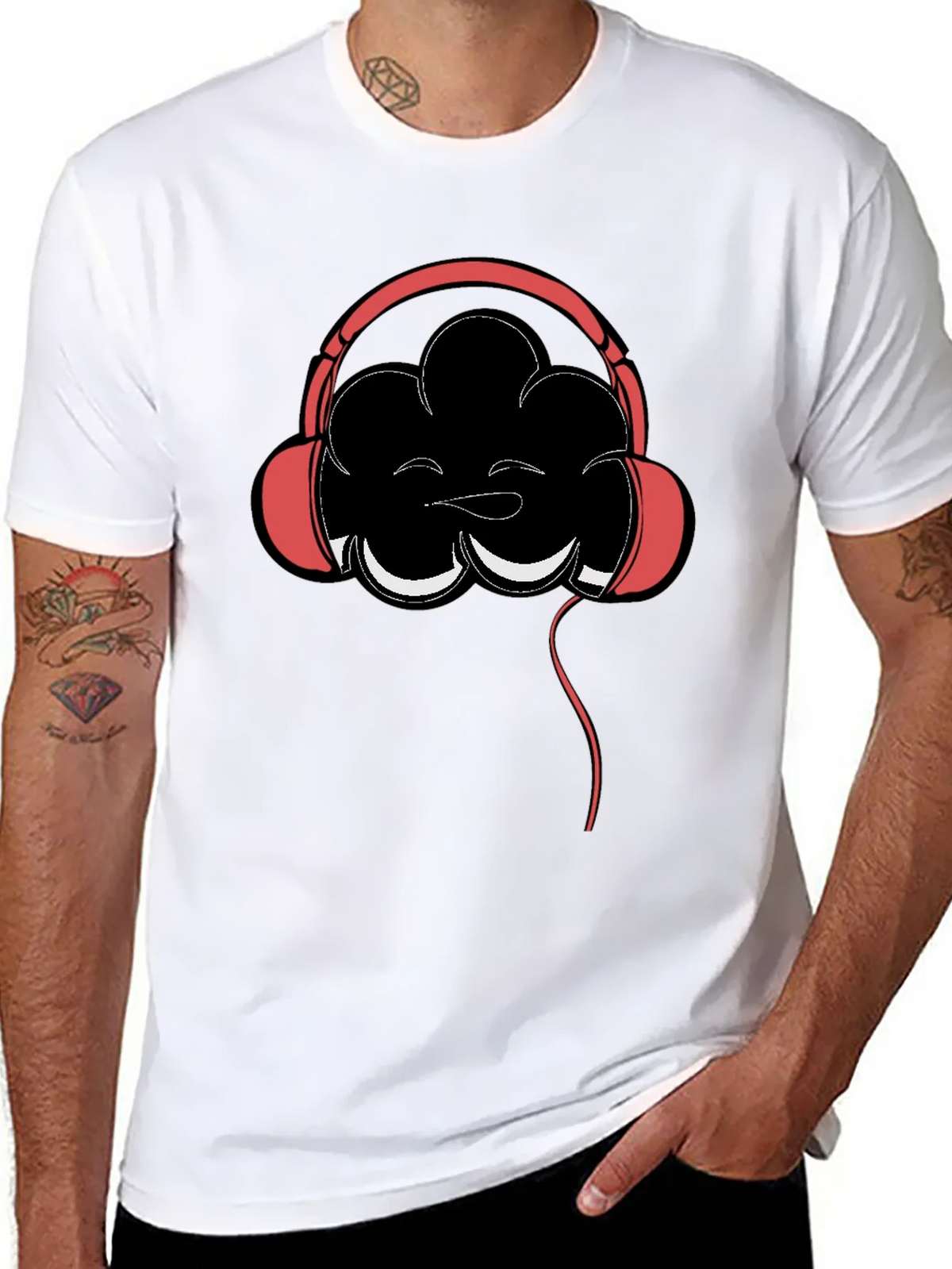 Cloud Headphones Graphic Tee - Mens Black Cotton T-Shirt product image 1