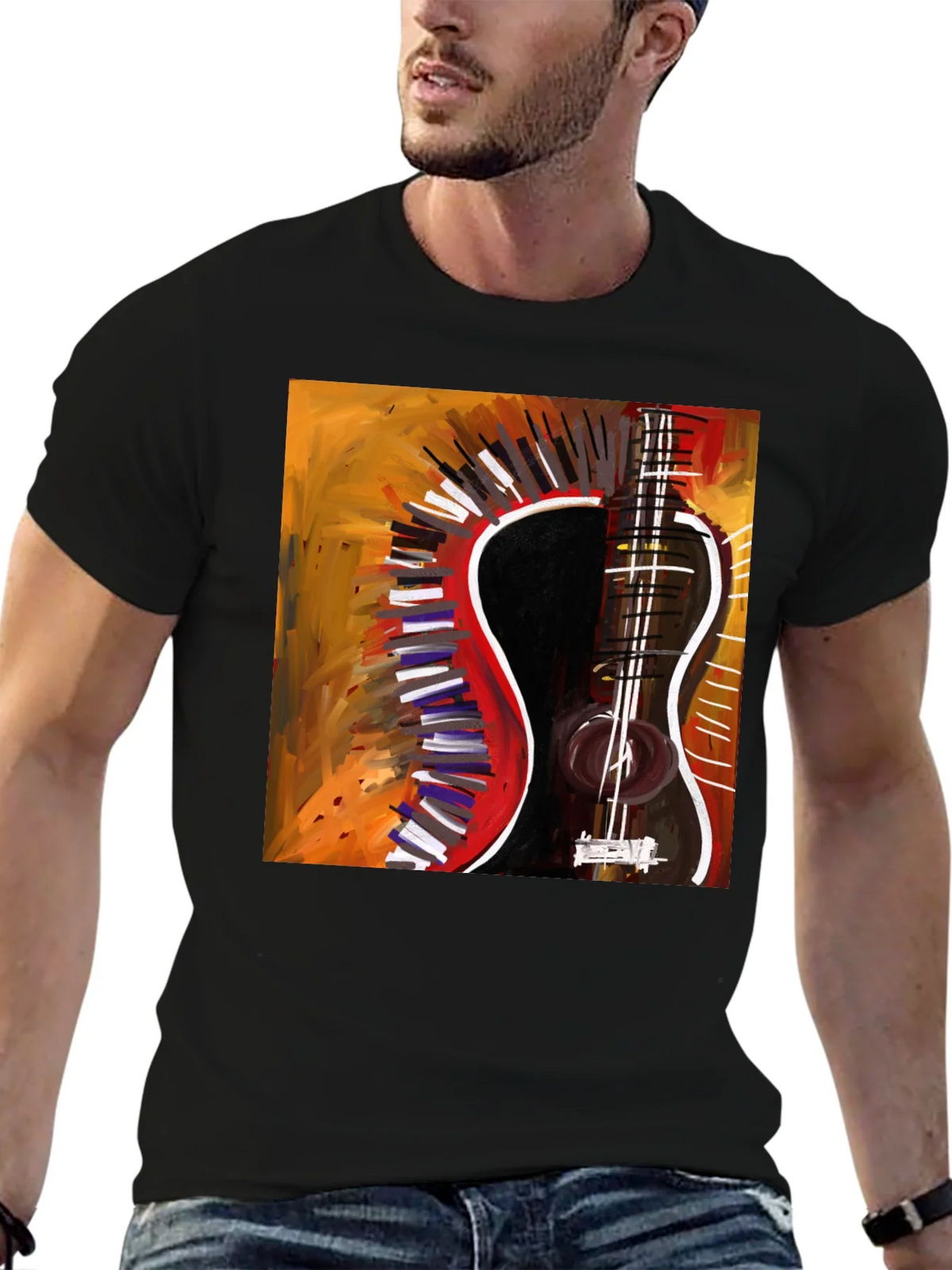 Abstract Guitar Graphic Tee - Stylish Music Lover Shirt product image 6