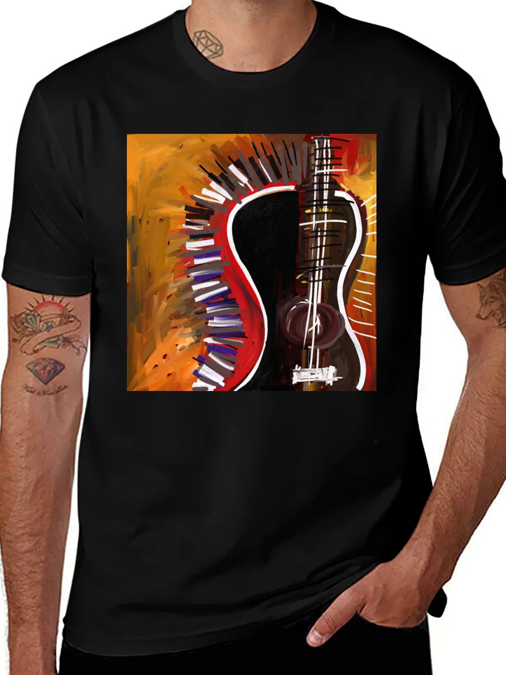 Abstract Guitar Graphic Tee - Stylish Music Lover Shirt product image 1
