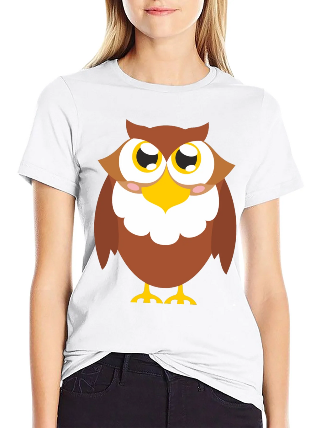 Owl Graphic Tee - Black Cotton Blend Casual Shirt product image 4