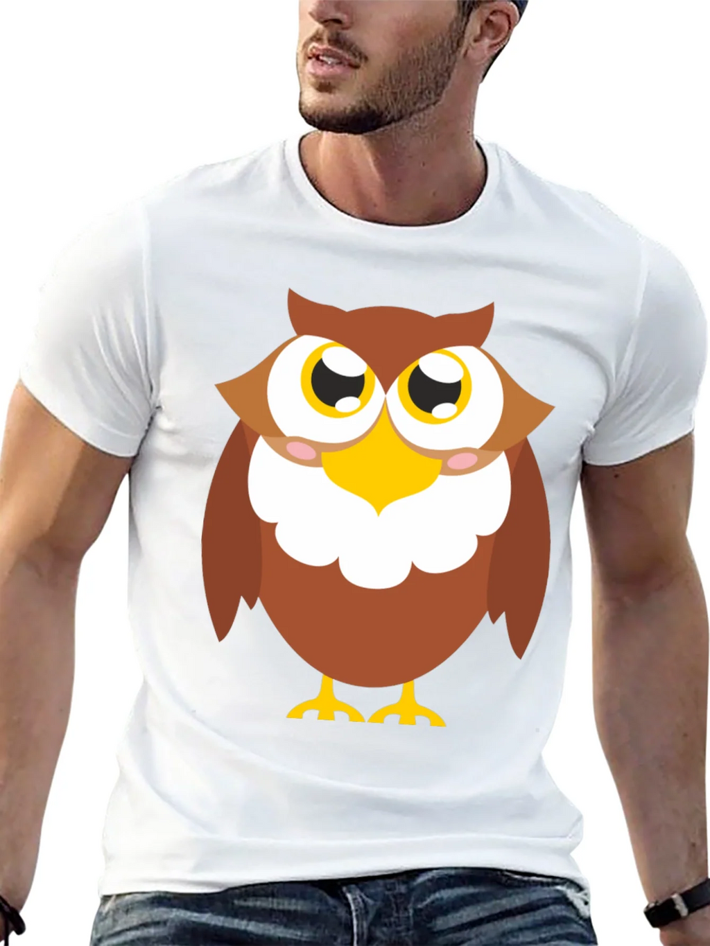 Owl Graphic Tee - Black Cotton Blend Casual Shirt product image 7