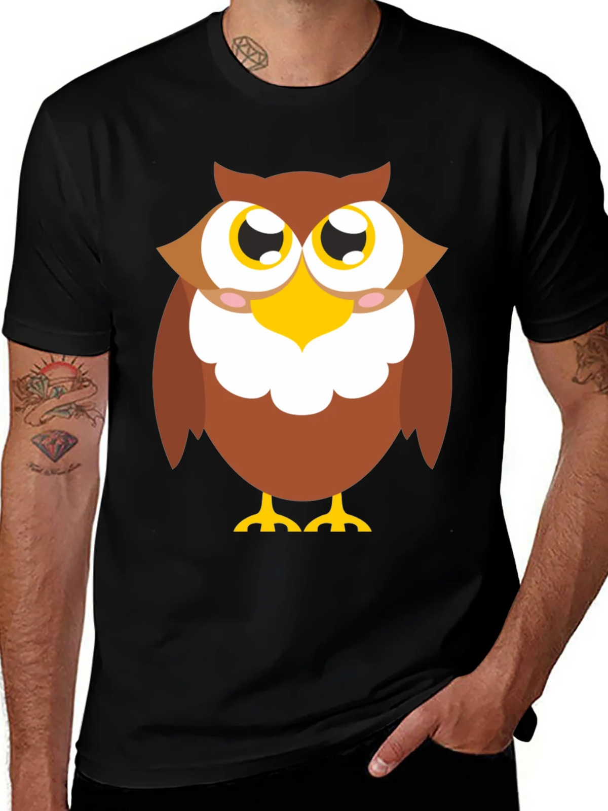 Owl Graphic Tee - Black Cotton Blend Casual Shirt product image 1
