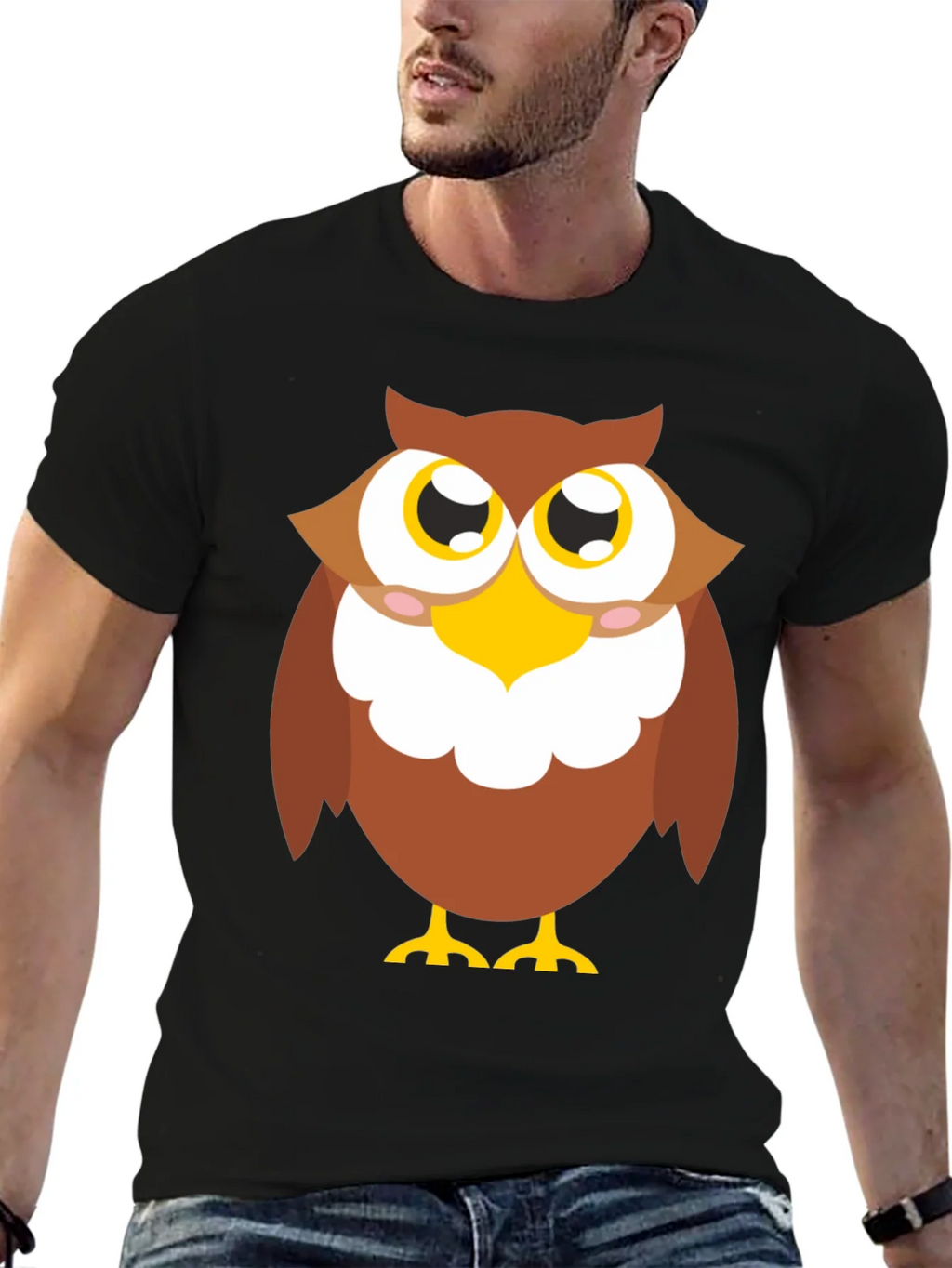 Owl Graphic Tee - Black Cotton Blend Casual Shirt product image 3
