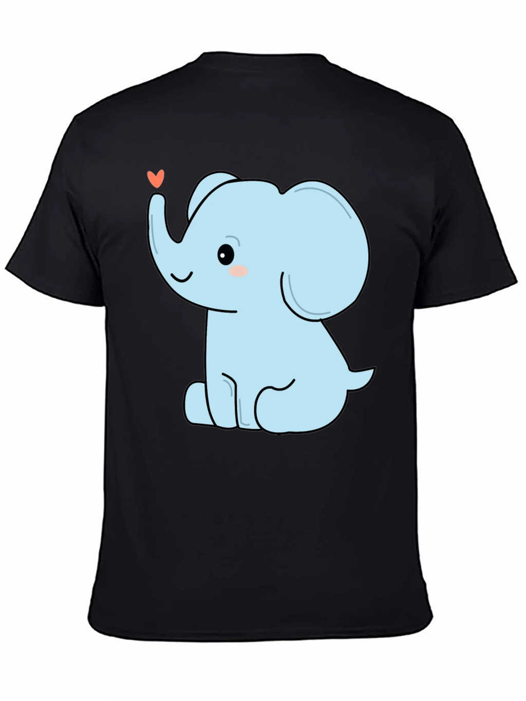 Cute Elephant Heart Graphic Tee - Black Cotton T-Shirt product image 3