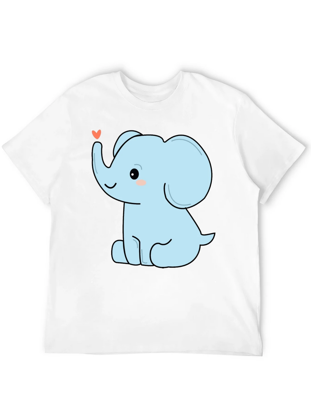 Cute Elephant Heart Graphic Tee - Black Cotton T-Shirt product image 8