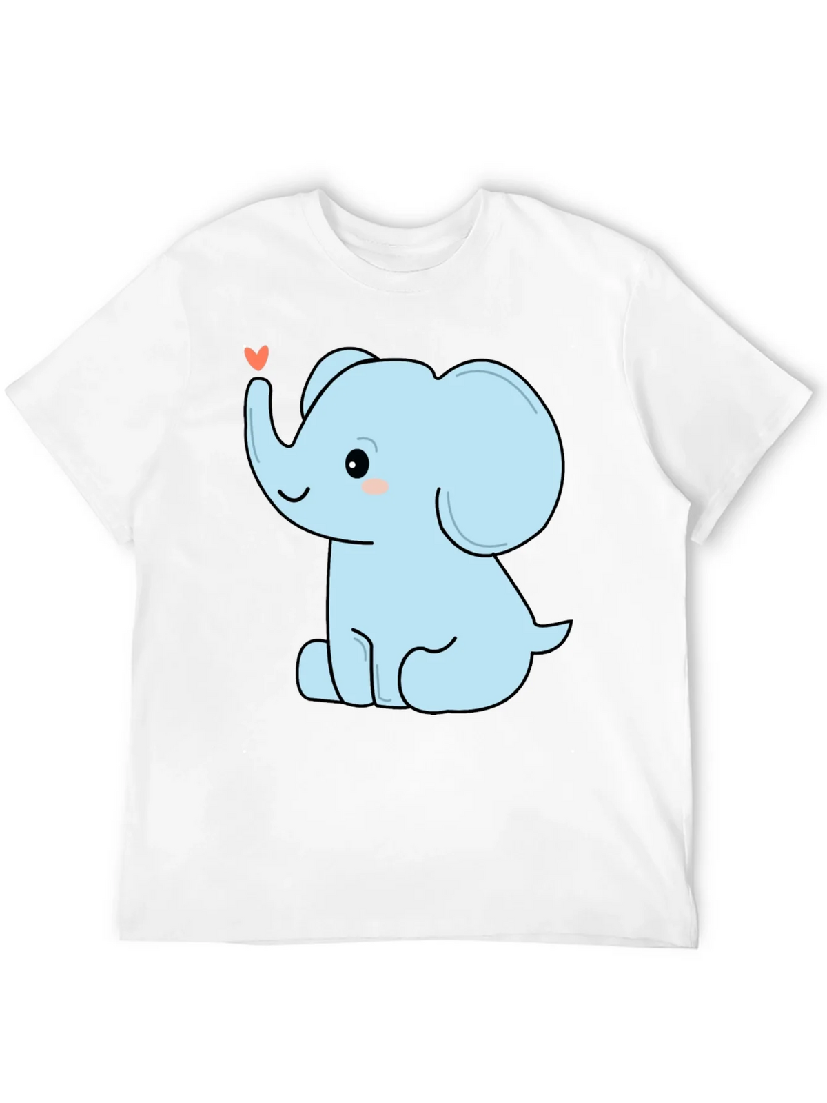 Cute Elephant Heart Graphic Tee - Black Cotton T-Shirt product image 8