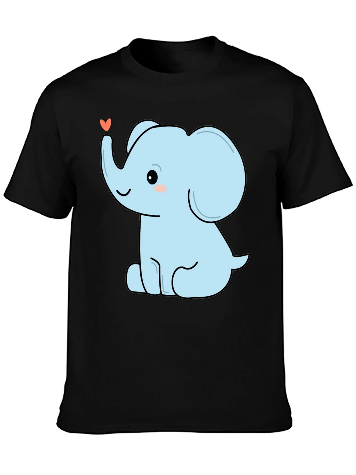 Cute Elephant Heart Graphic Tee - Black Cotton T-Shirt product image 2