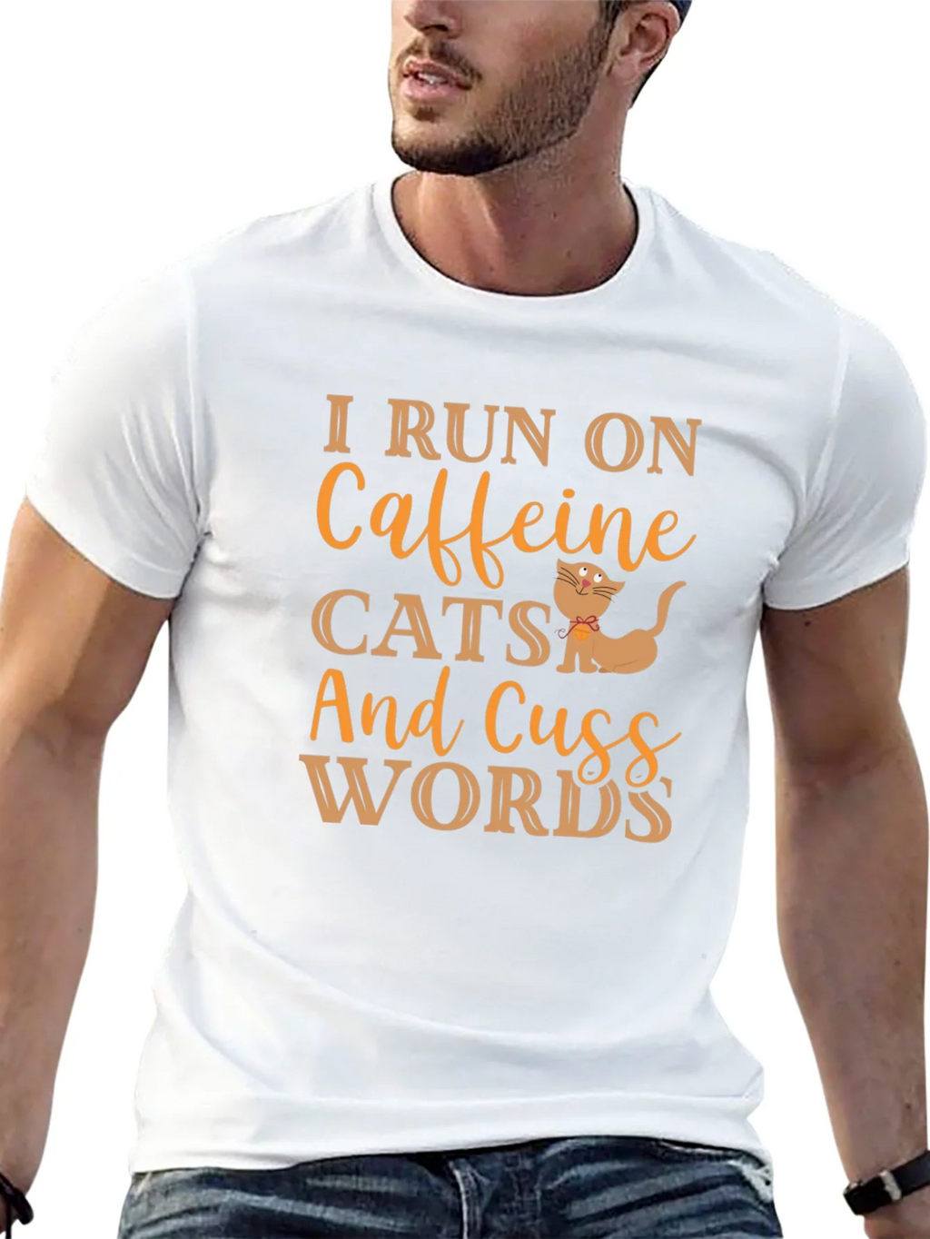 I Run On Caffeine Cats and Cuss Words Black T-Shirt product image 10