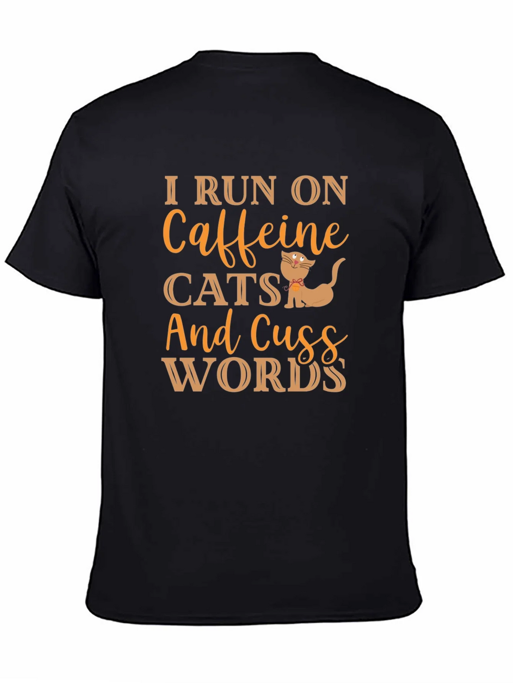 I Run On Caffeine Cats and Cuss Words Black T-Shirt product image 3