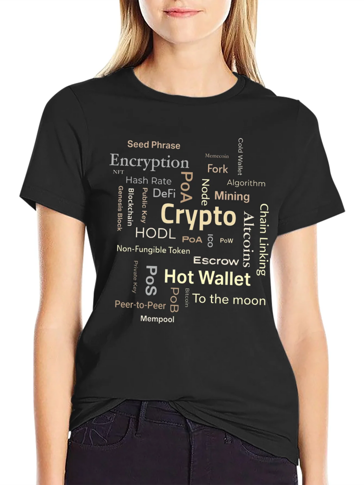 Crypto Word Cloud T-Shirt - Blockchain Bitcoin NFT product image 1