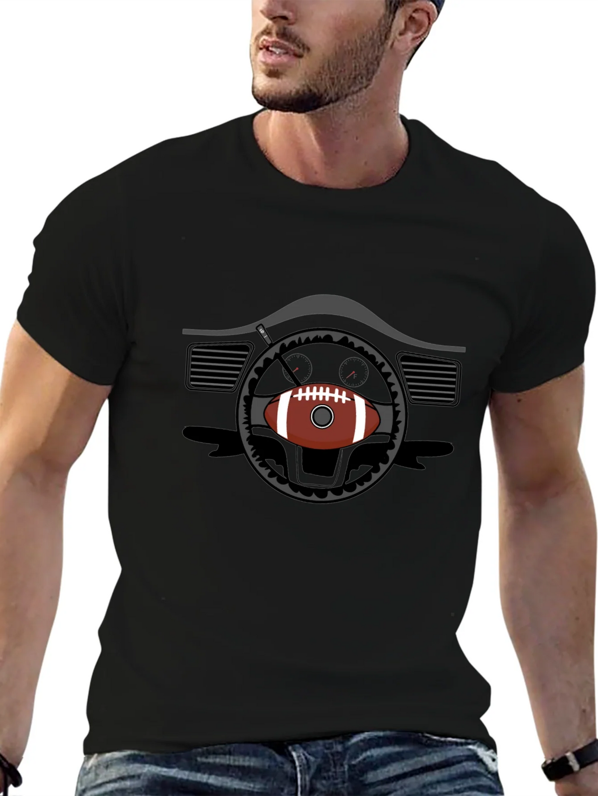Football Steering Wheel Graphic Tee product image 4