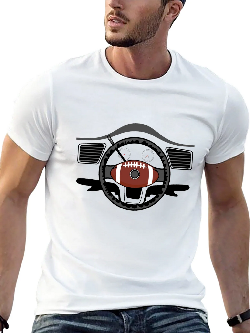Football Steering Wheel Graphic Tee product image 9