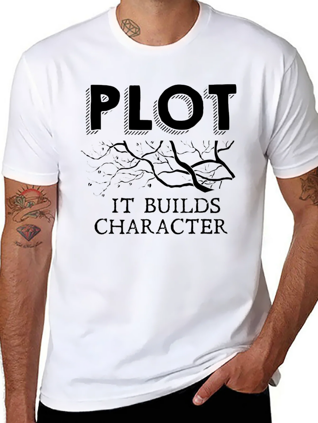 Plot Builds Character Black T-Shirt product image 6