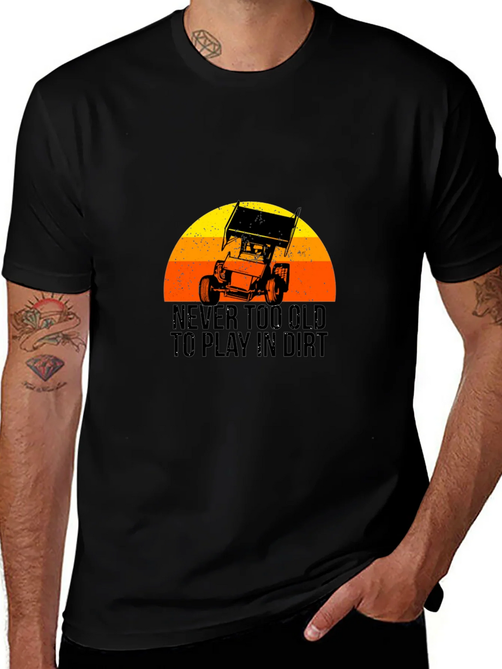 Never Too Old to Play in Dirt Black T-Shirt product image 1