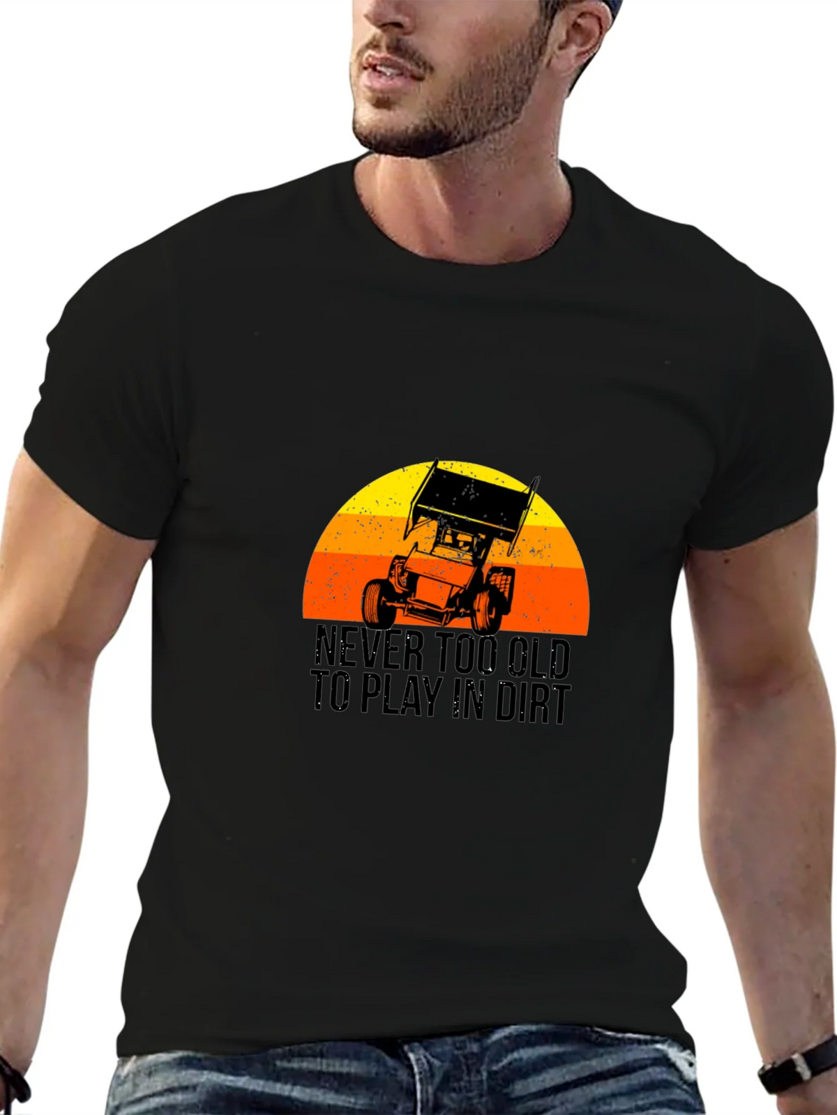 Never Too Old to Play in Dirt Black T-Shirt product image 6