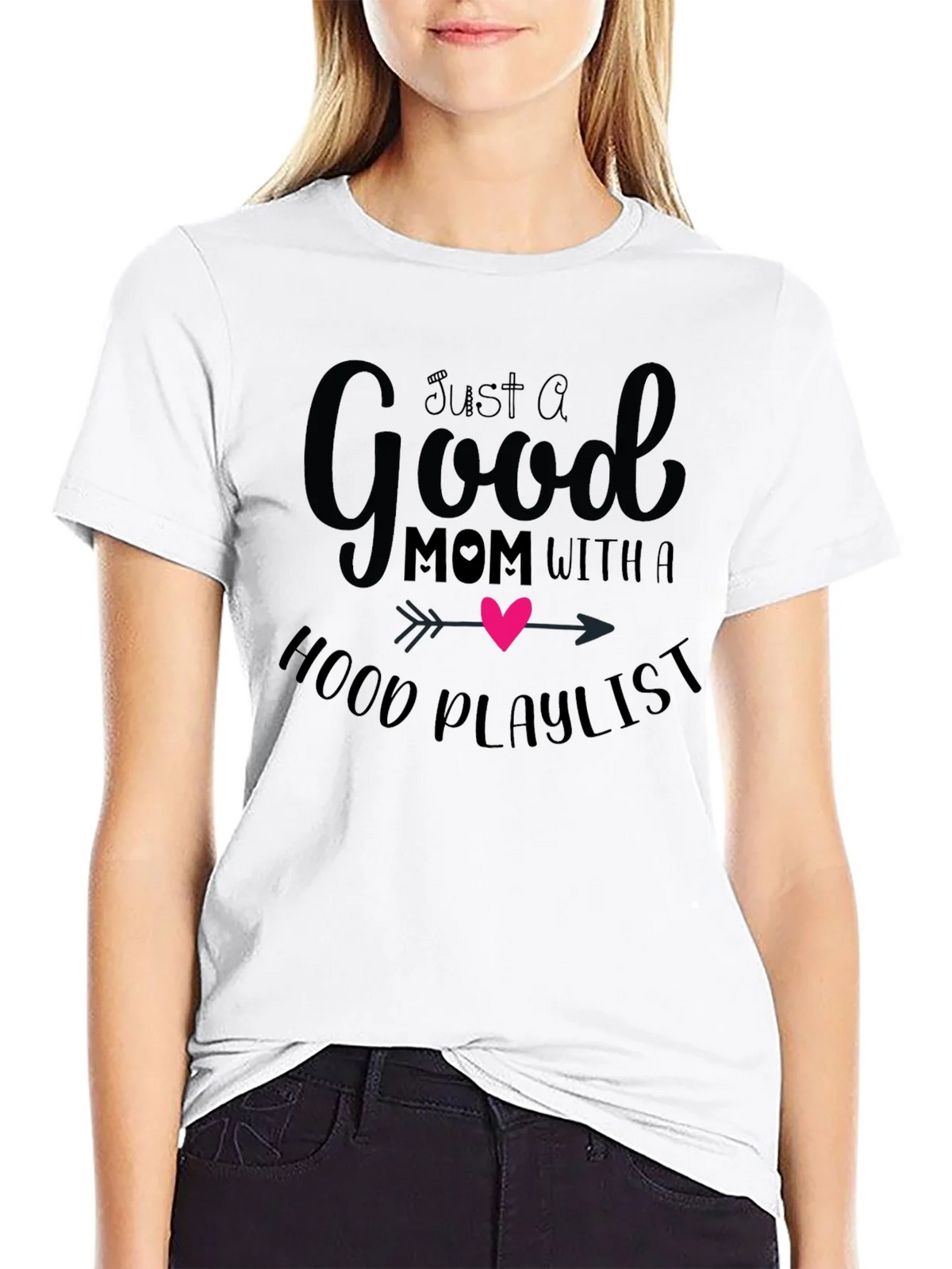 Good Mom Hood Playlist Black T-Shirt product image 8