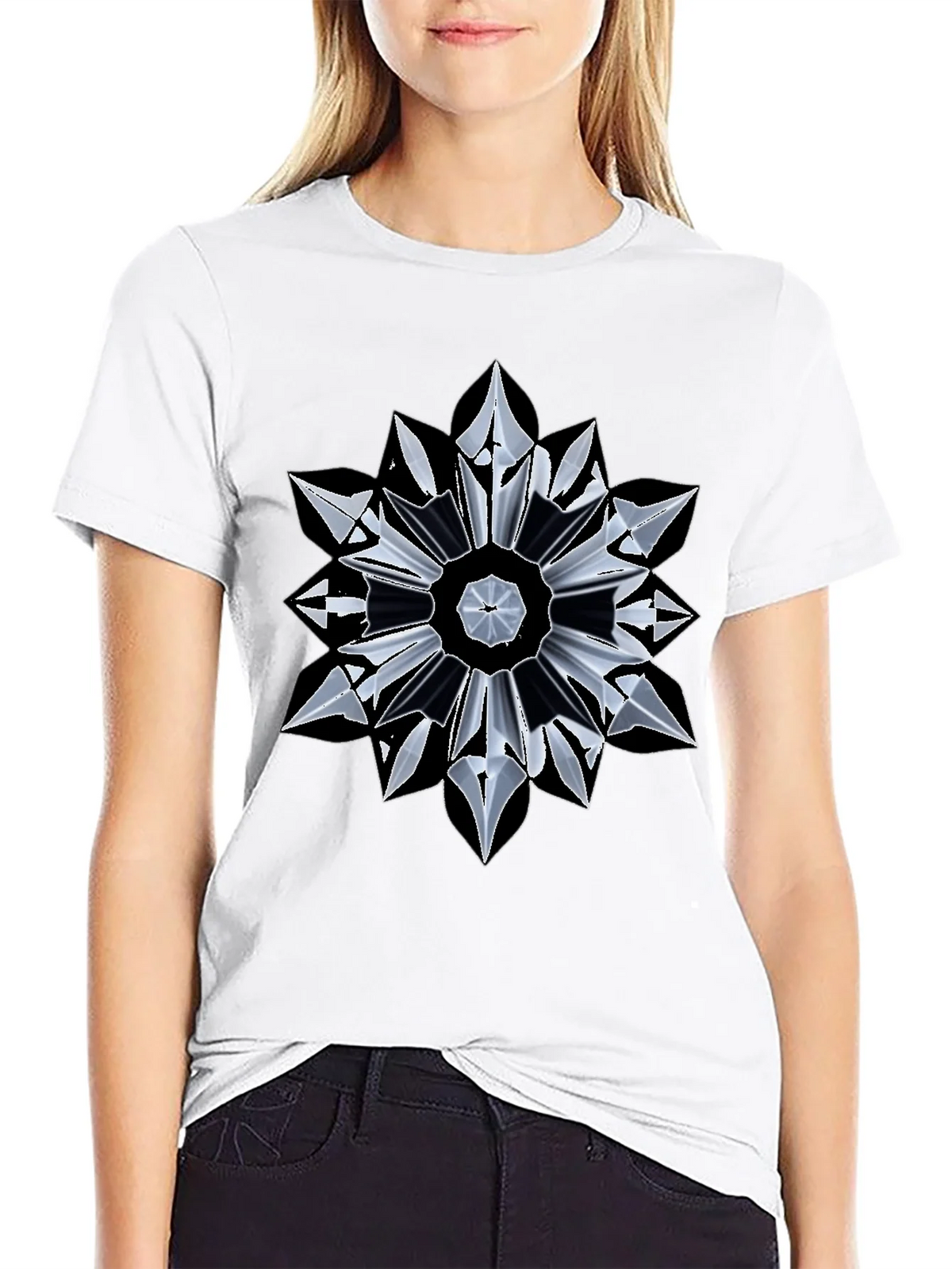 Abstract Geometric Mandala Black T-Shirt product image 8