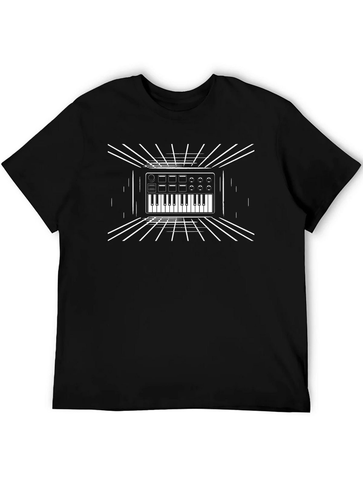 Retro Synthwave Keyboard Graphic Tee - Black product image 5