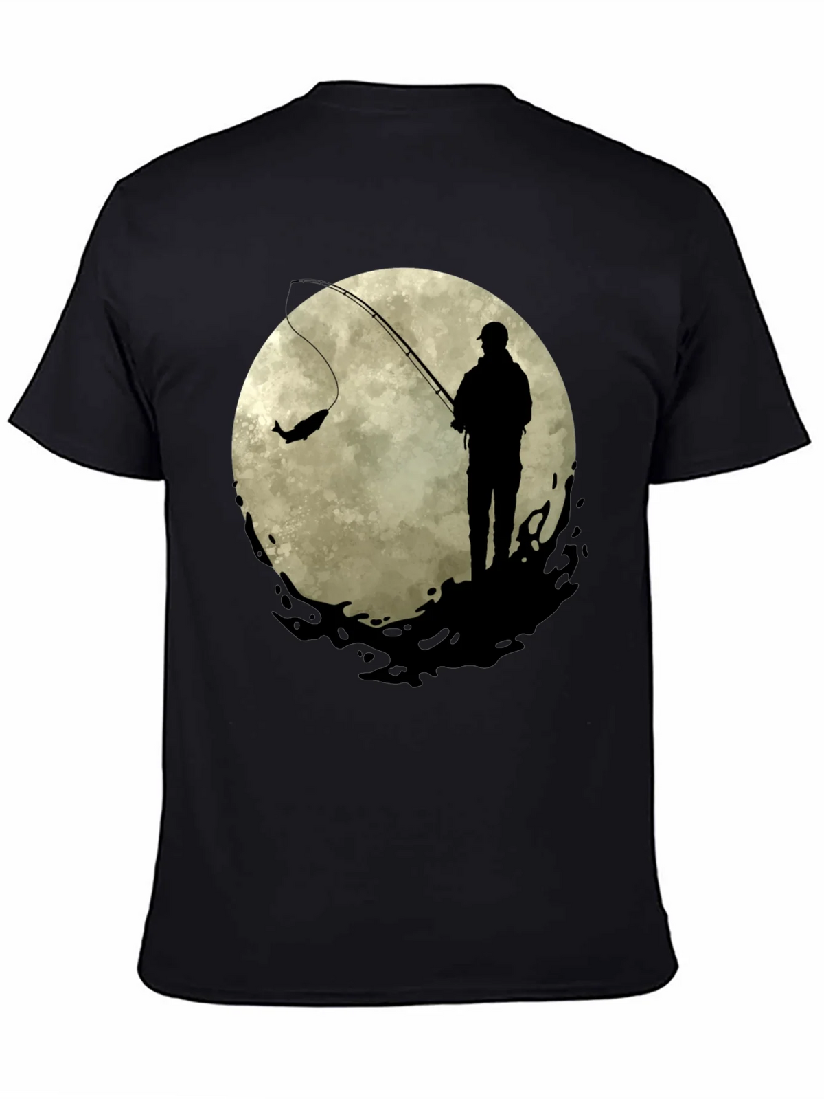 Fisherman Moon Graphic Tee - Black Cotton Blend product image 4