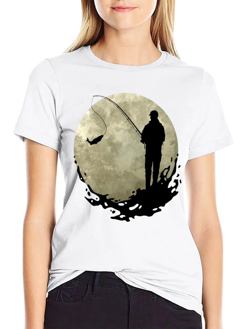 Fisherman Moon Graphic Tee - Black Cotton Blend product image 8