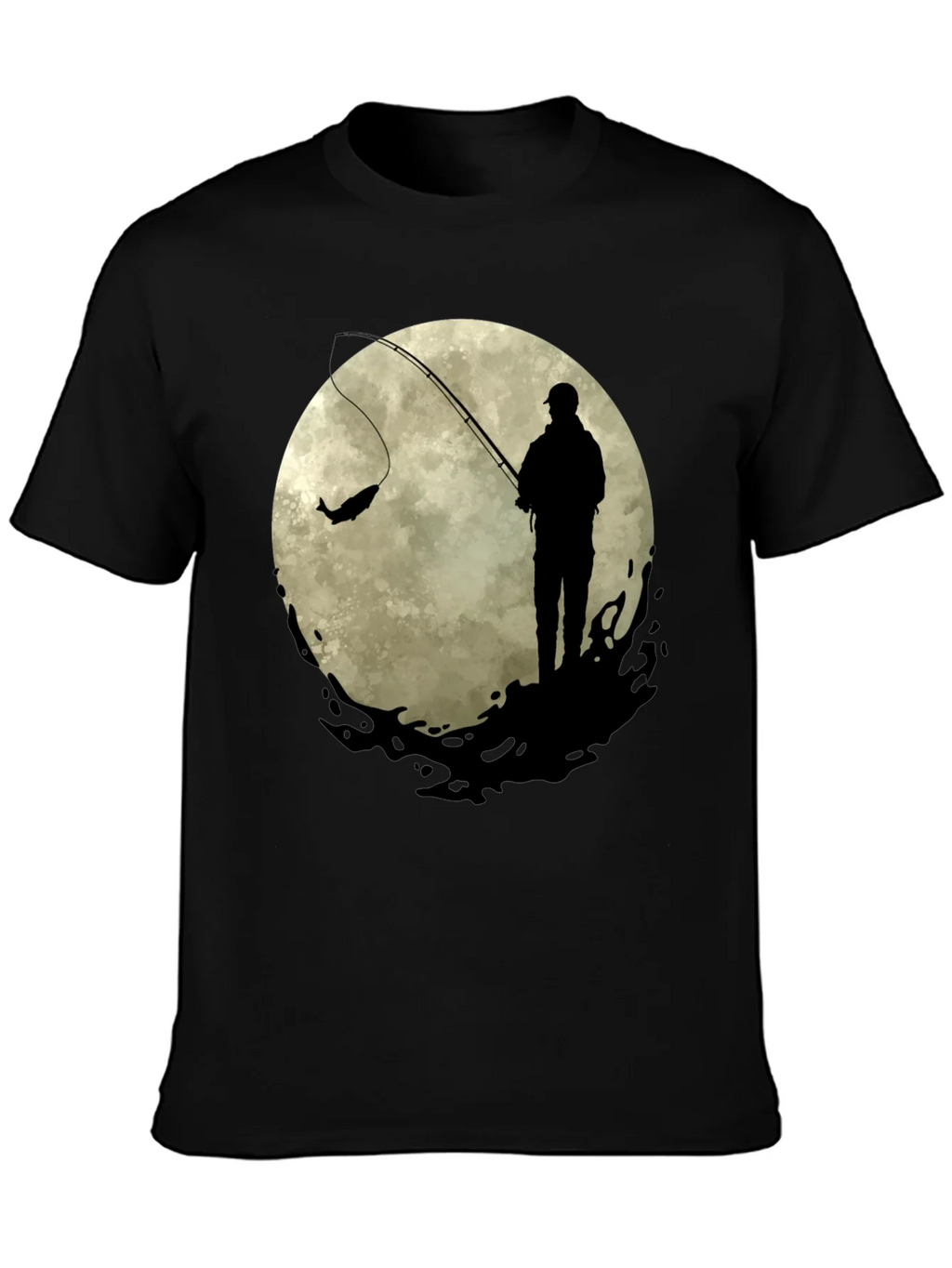 Fisherman Moon Graphic Tee - Black Cotton Blend product image 3