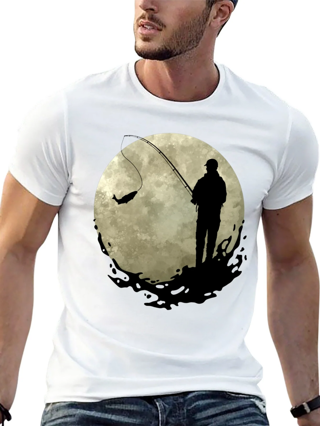 Fisherman Moon Graphic Tee - Black Cotton Blend product image 12