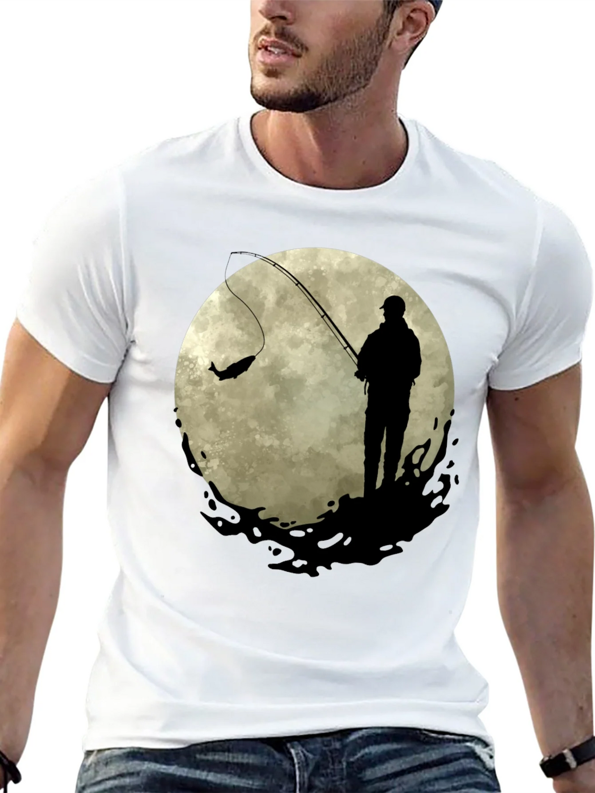 Fisherman Moon Graphic Tee - Black Cotton Blend product image 12