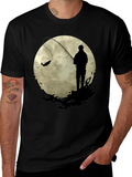 Fisherman Moon Graphic Tee - Black Cotton Blend product image 1