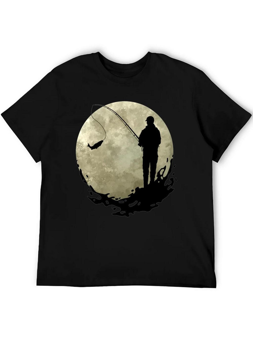 Fisherman Moon Graphic Tee - Black Cotton Blend product image 5