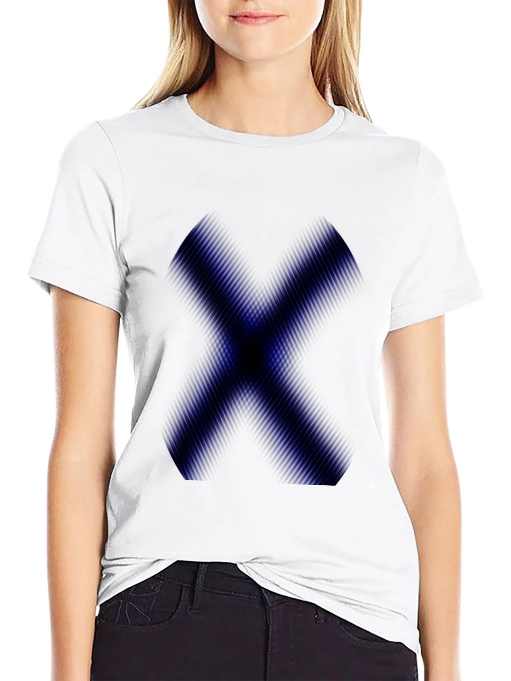 Mens Black T-Shirt with Blue X Graphic product image 8