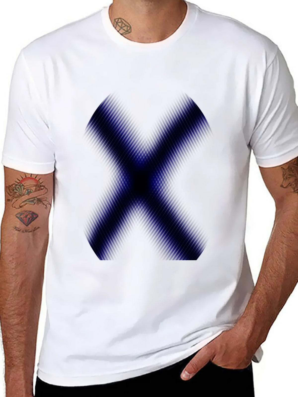 Mens Black T-Shirt with Blue X Graphic product image 7