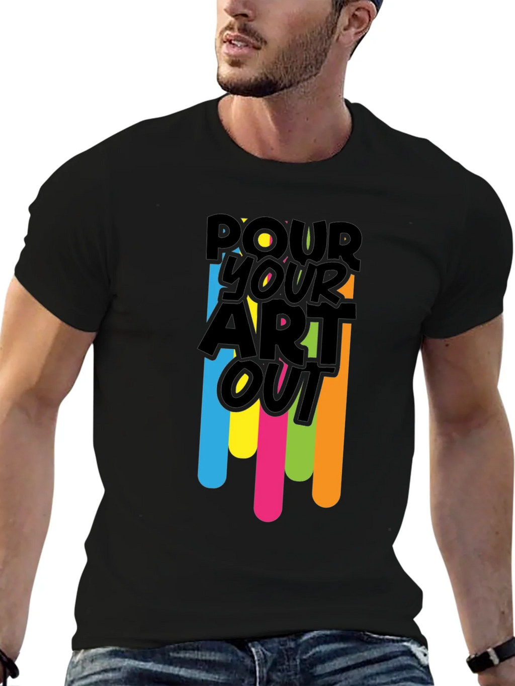 Pour Your Art Out - Black Graphic T-Shirt product image 6